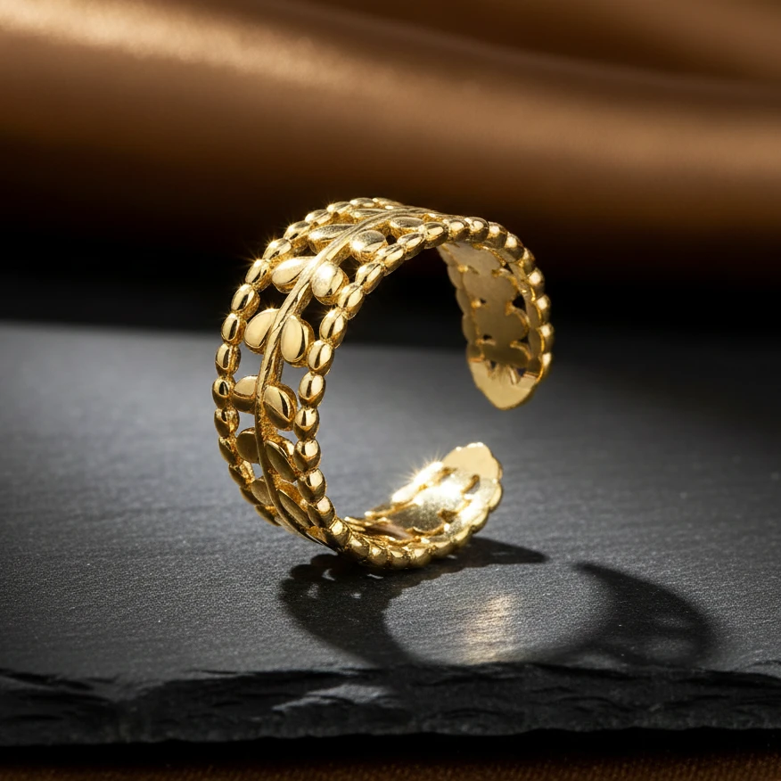 Golden Botanical Wrap Statement Ring - Image 4