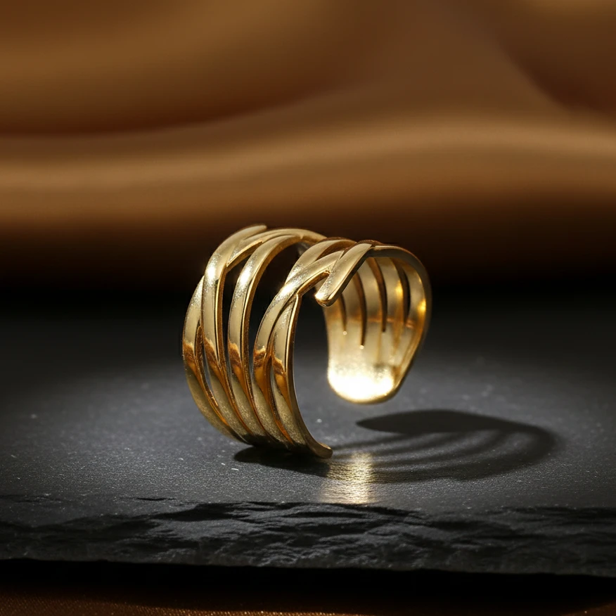 Intertwined Gold Adjustable Ring - Image 3