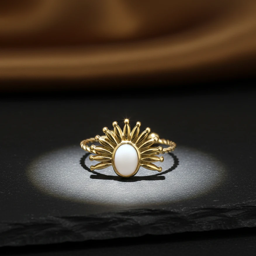 Alternative view of Radiant Bloom Gold Plate Ring