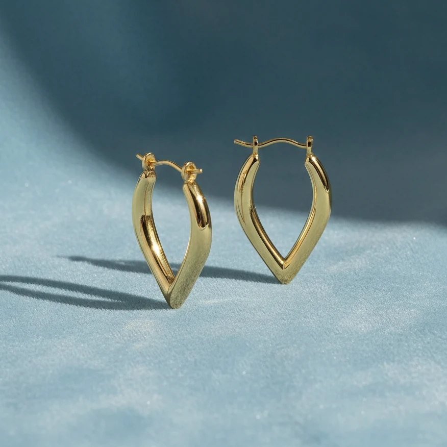 Elegant V-Drop Gold Hoop Earrings - Image 5