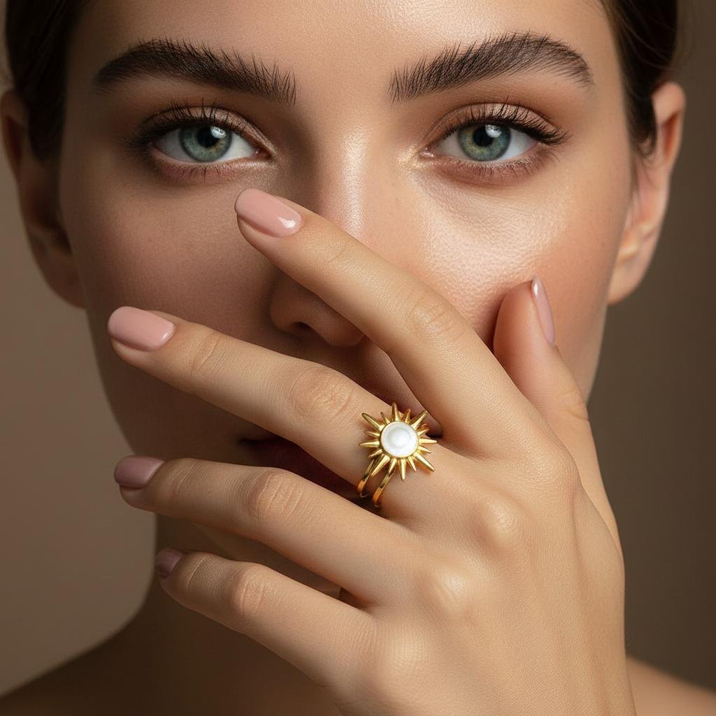 Alternative view of Solar Glow Designer Gold Plate Ring