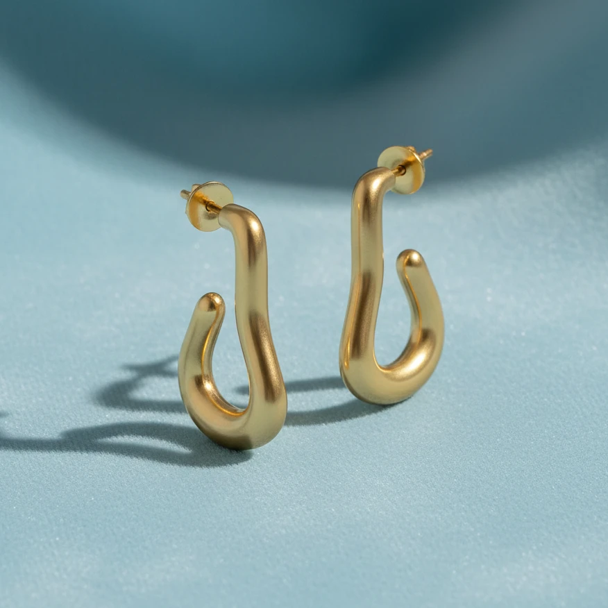 Hook Gold Hoop Earrings - Image 4