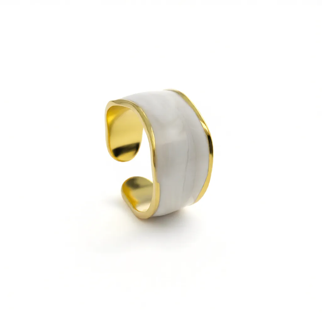Alternative view of Marble Curve Accent Gold Plate Ring