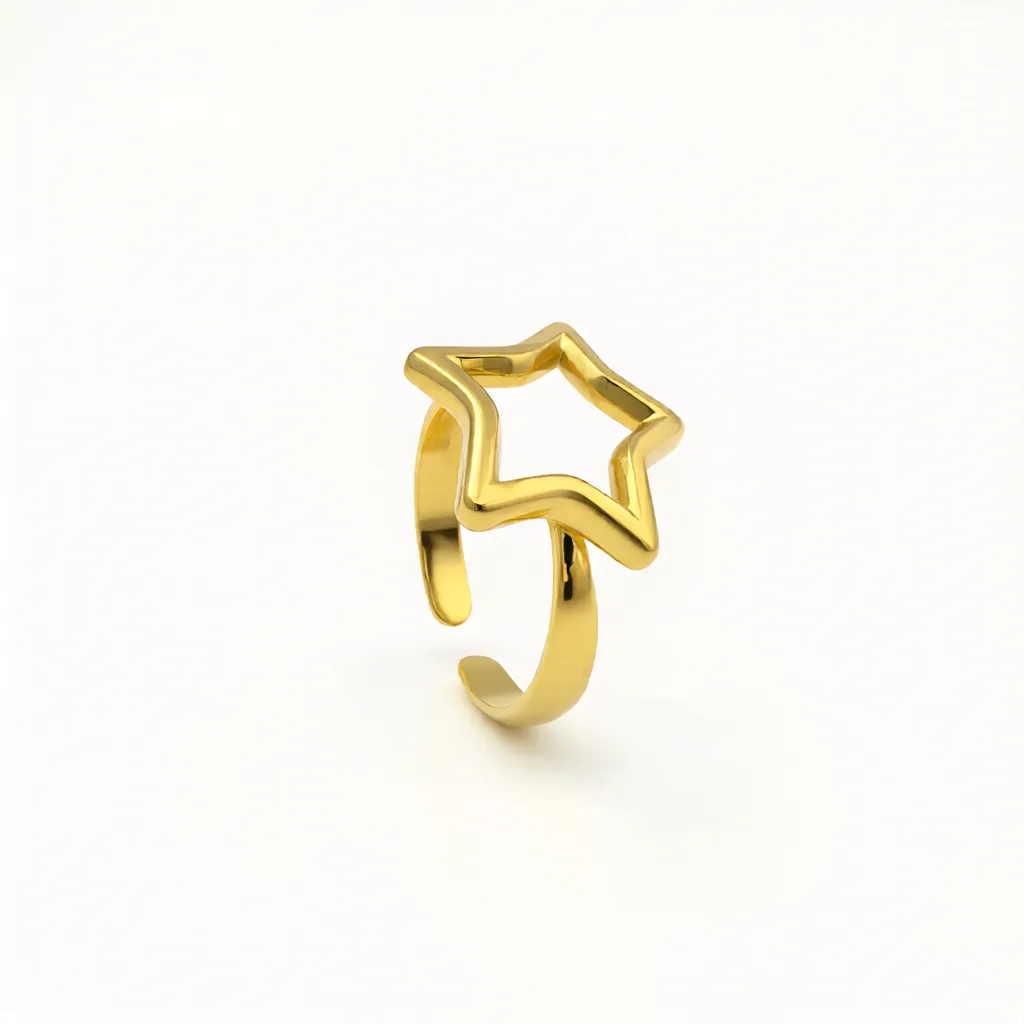 Alternative view of Star Halo Gold Plate Ring