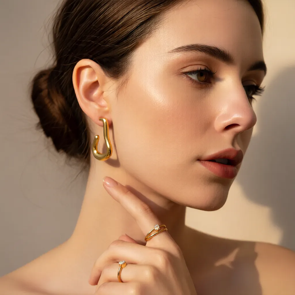 Alternative view of Hook Gold Hoop Earrings