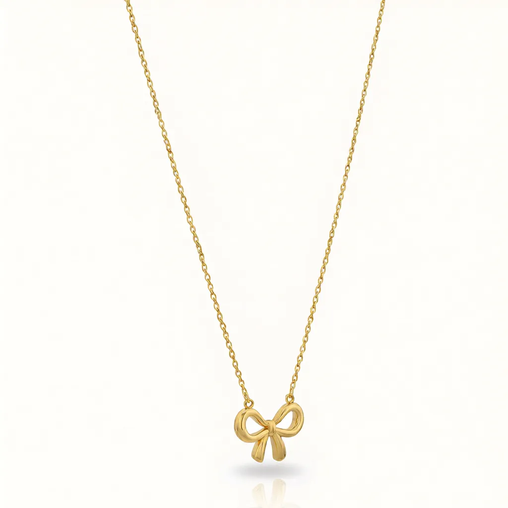Alternative view of Gold Bow Pendant Necklace