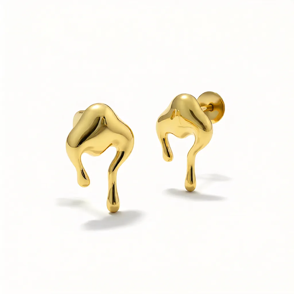 Melted Heart Gold Stud Earrings - Image 5