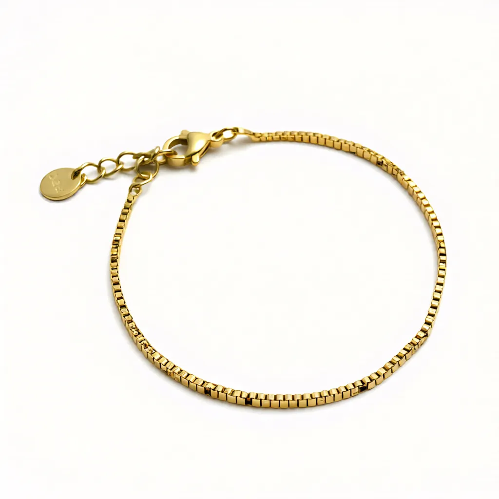 Box Chain Bracelet with Adjustable Extender - Image 4