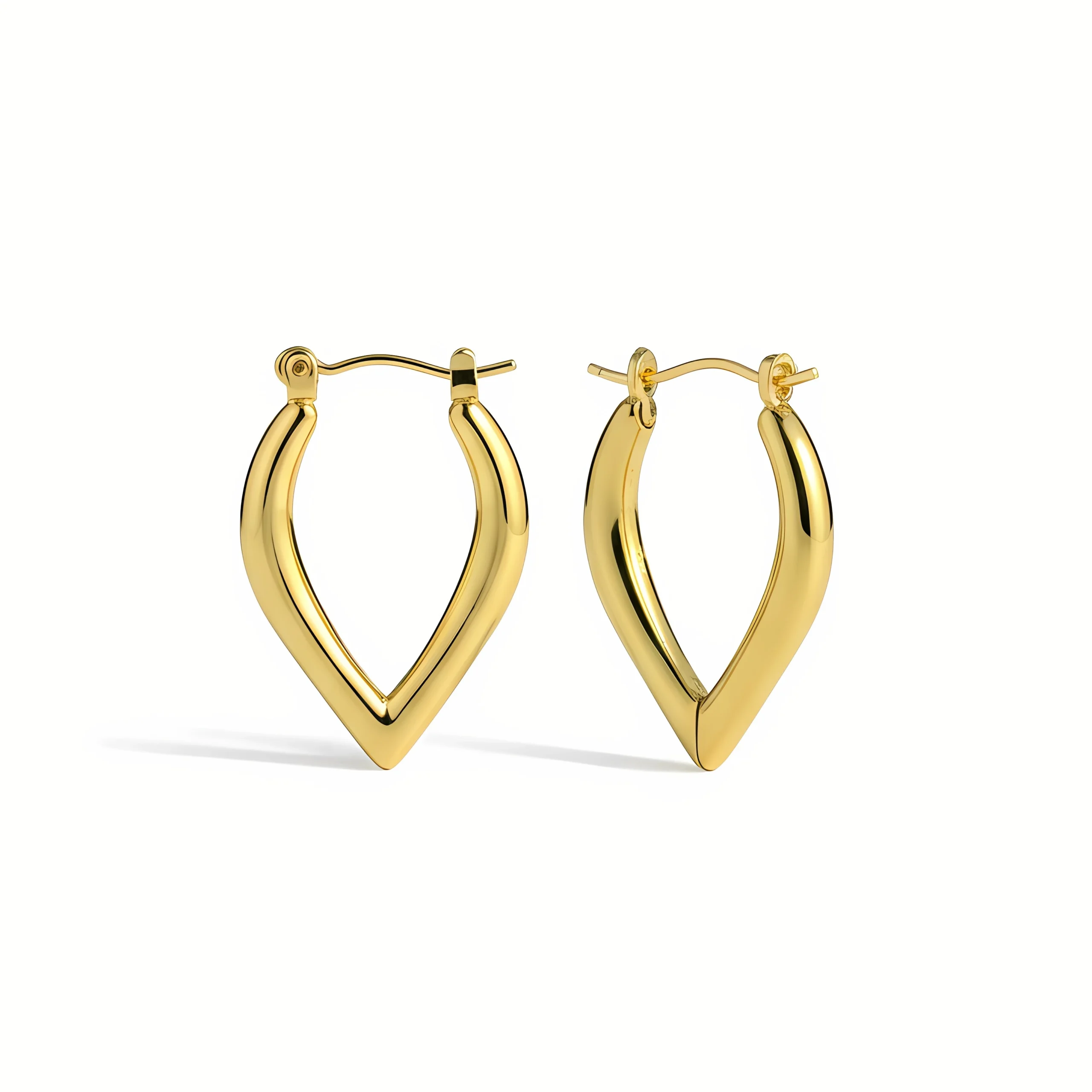 Elegant V-Drop Gold Hoop Earrings