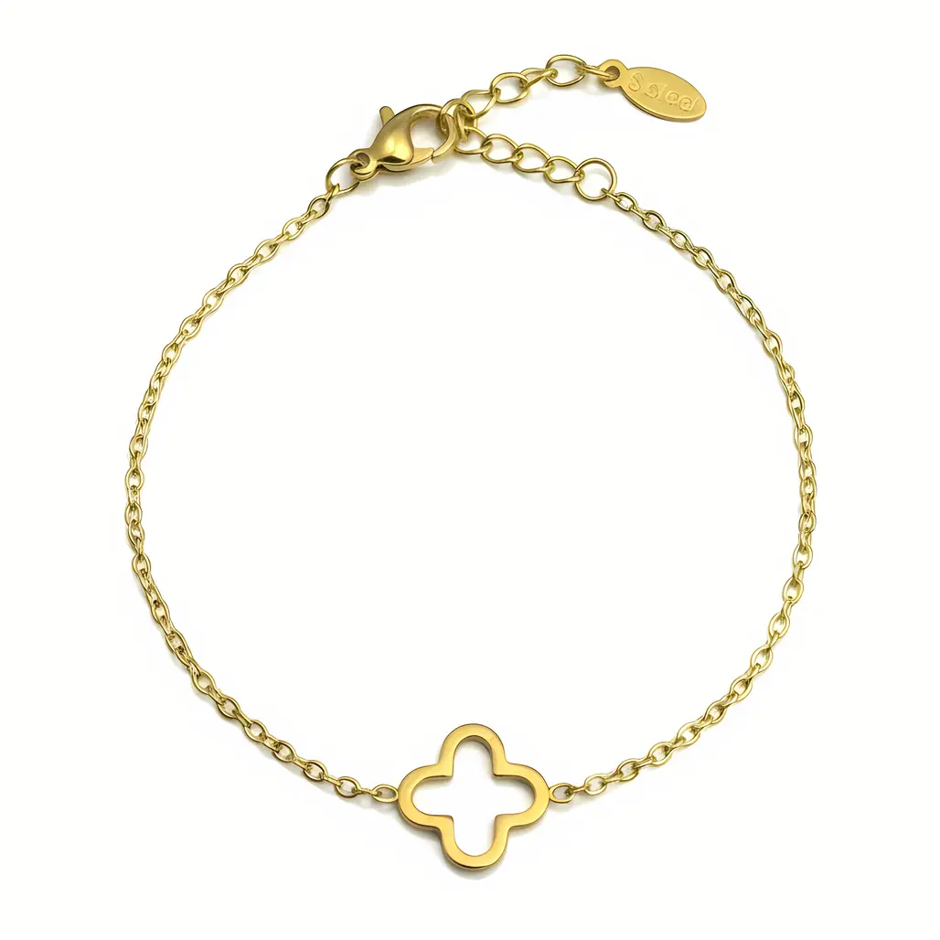 Gold Open Clover Chain Bracelet