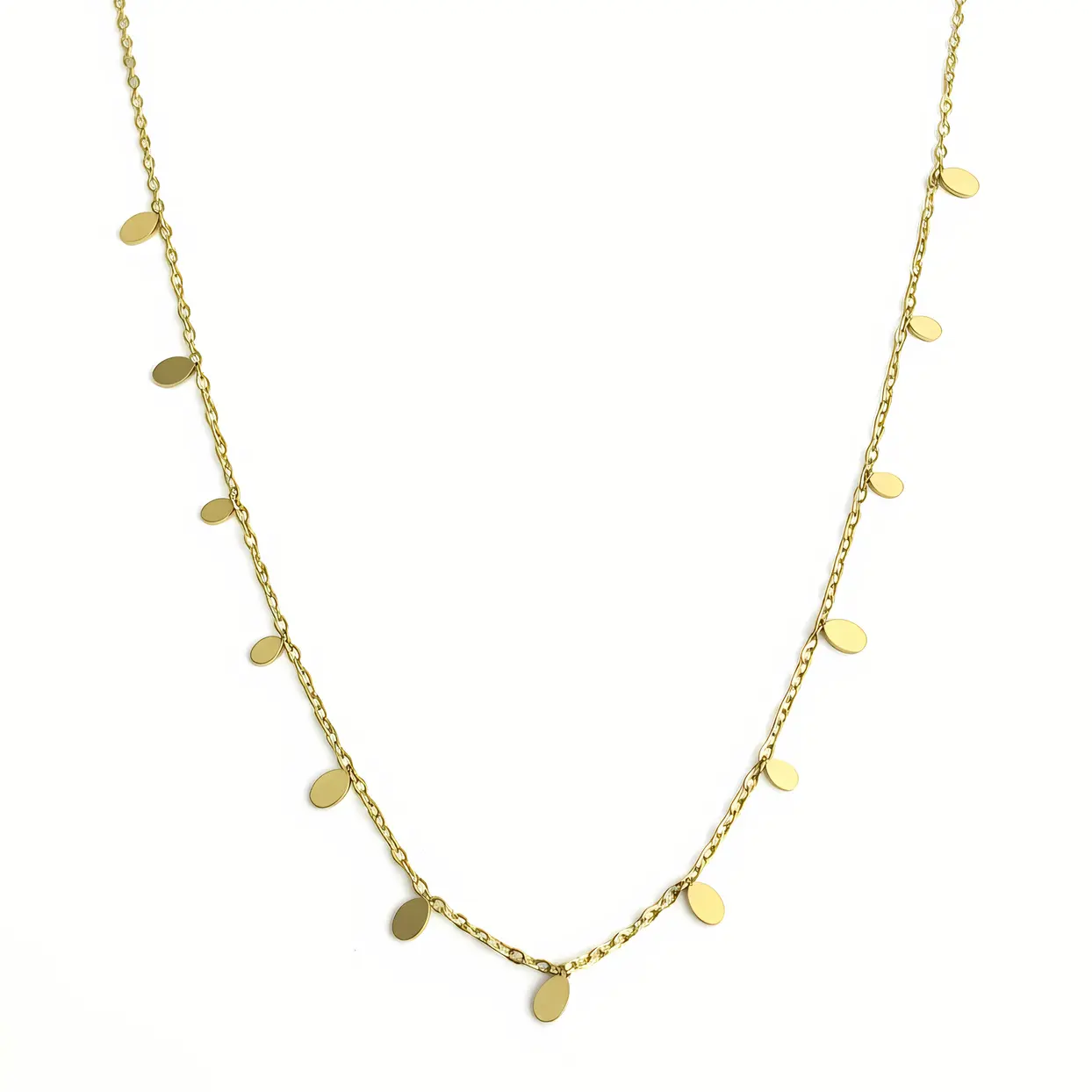 Gold Disc Charm Necklace