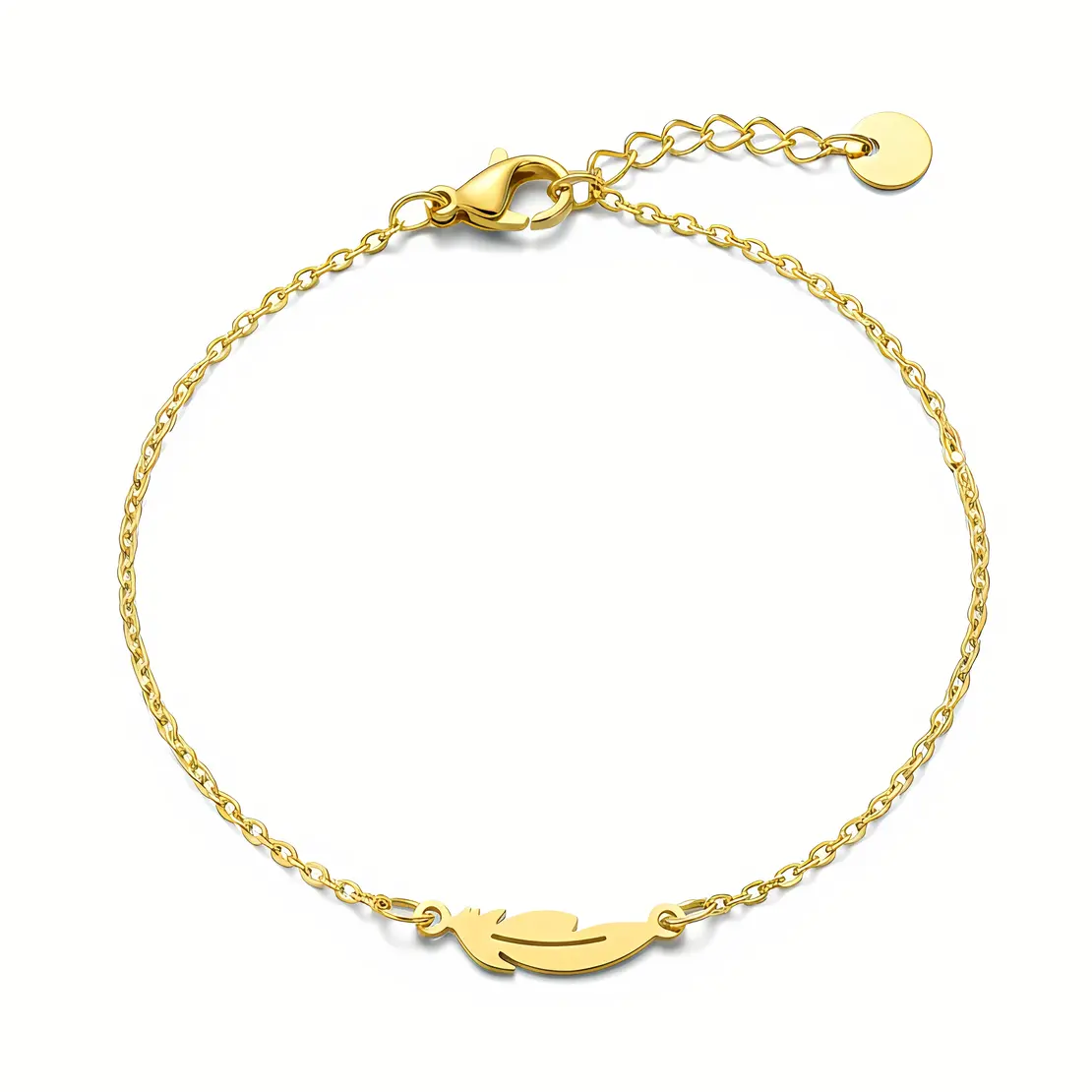 Feather Charm Dainty Chain Bracelet
