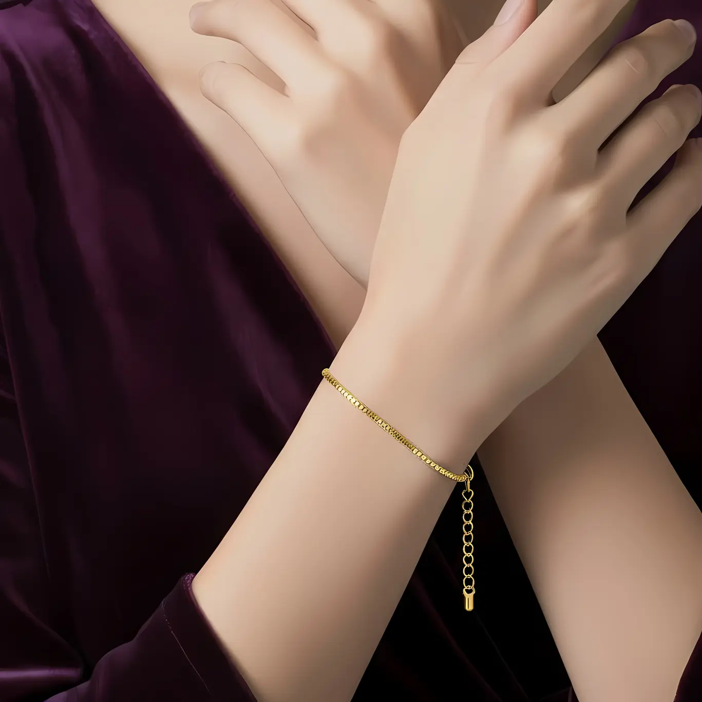 Alternative view of Box Chain Bracelet with Adjustable Extender