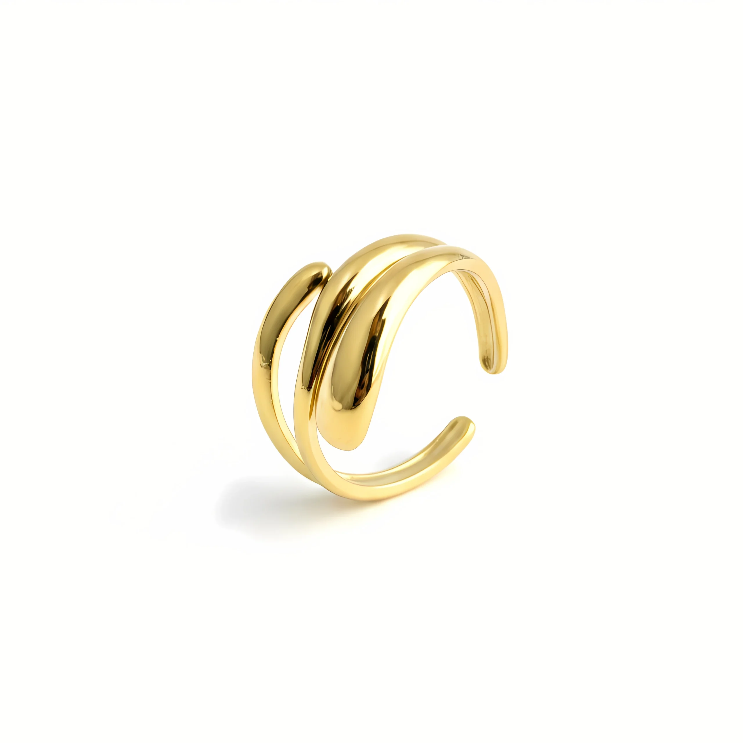 Triple Arc Gold Plate Ring