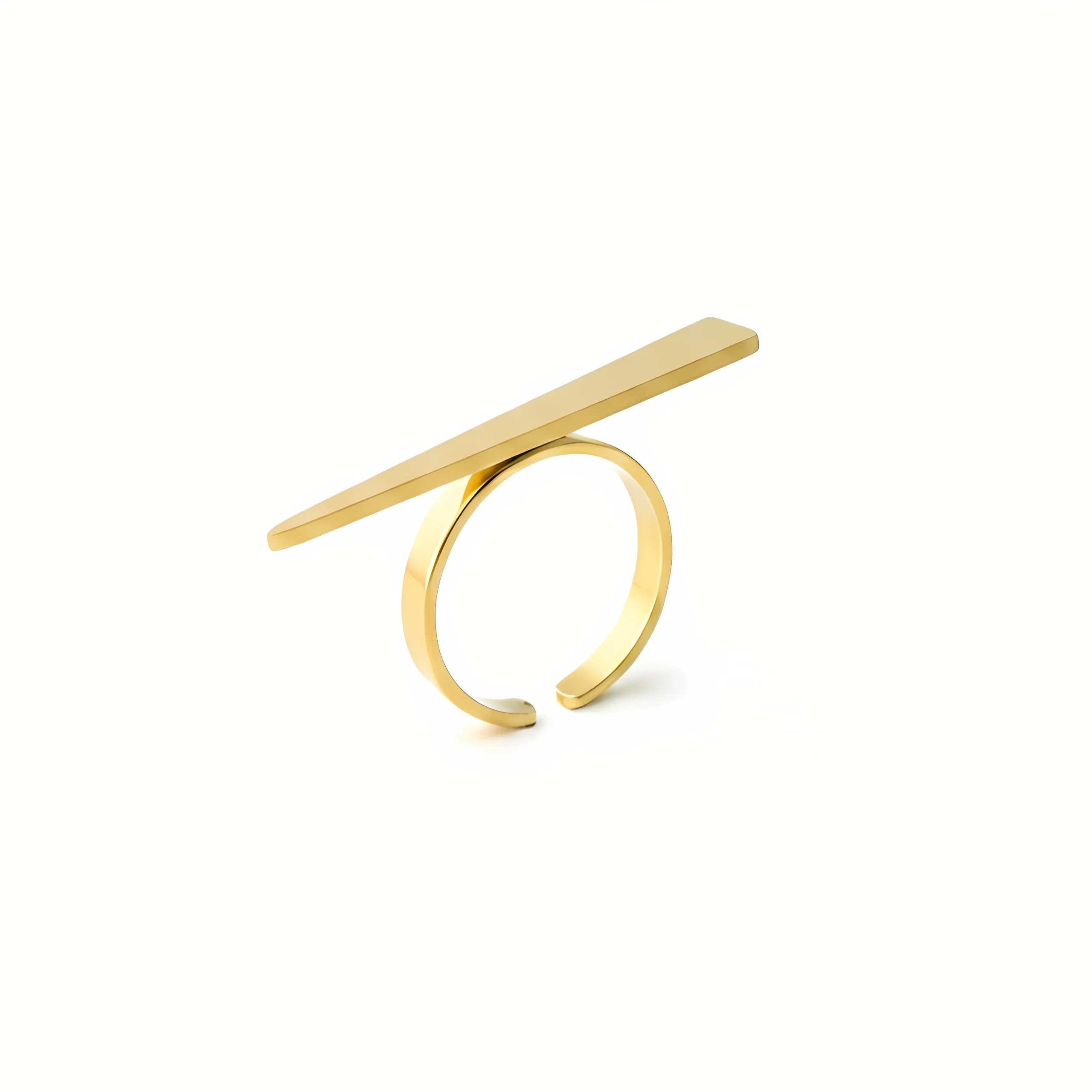 Slim Bar Contour Gold Plate Ring