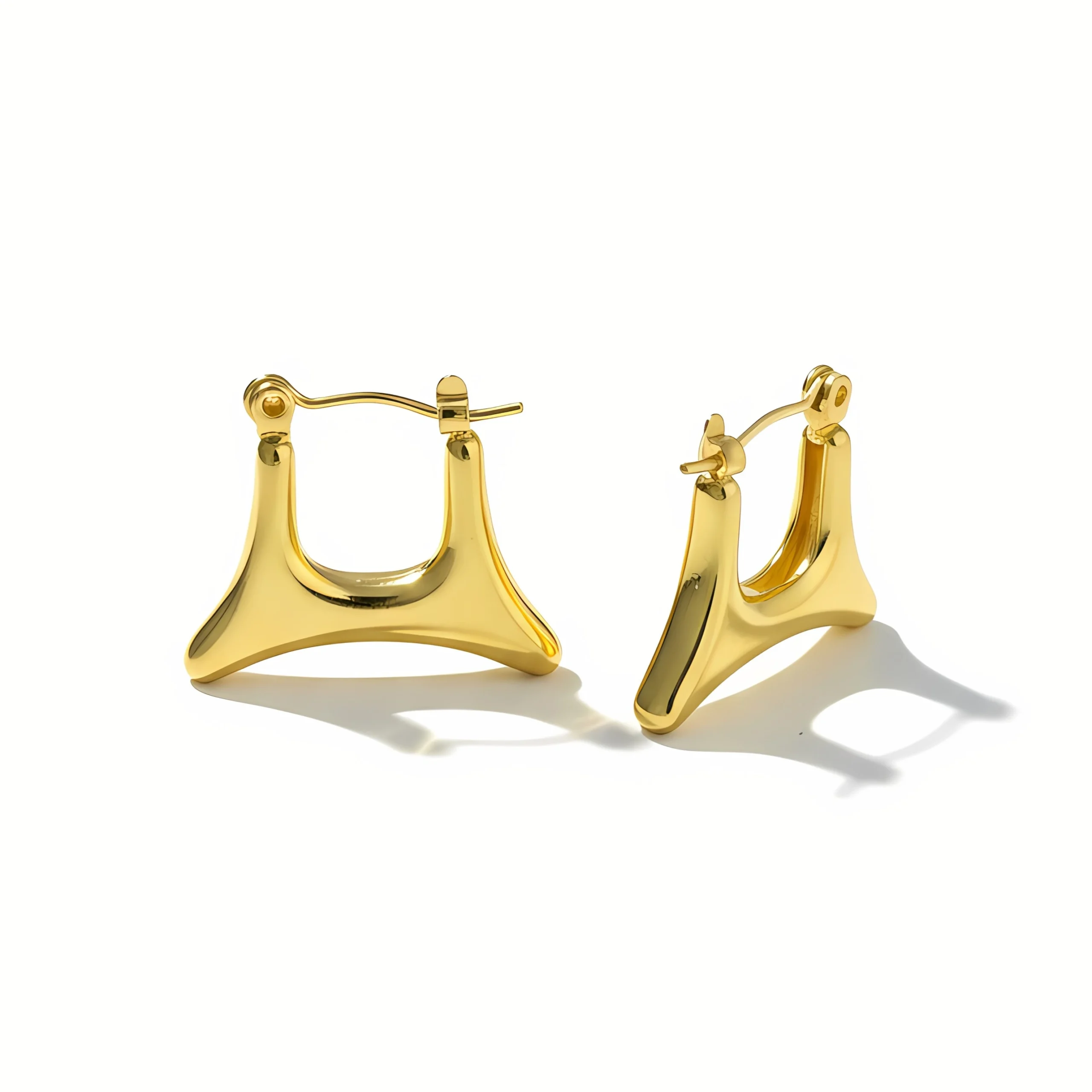 Sculpted Frame Gold Hoop Earrings