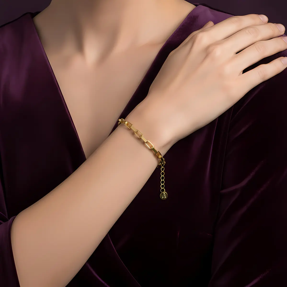 Alternative view of Rectangle Box Link Chain Bracelet