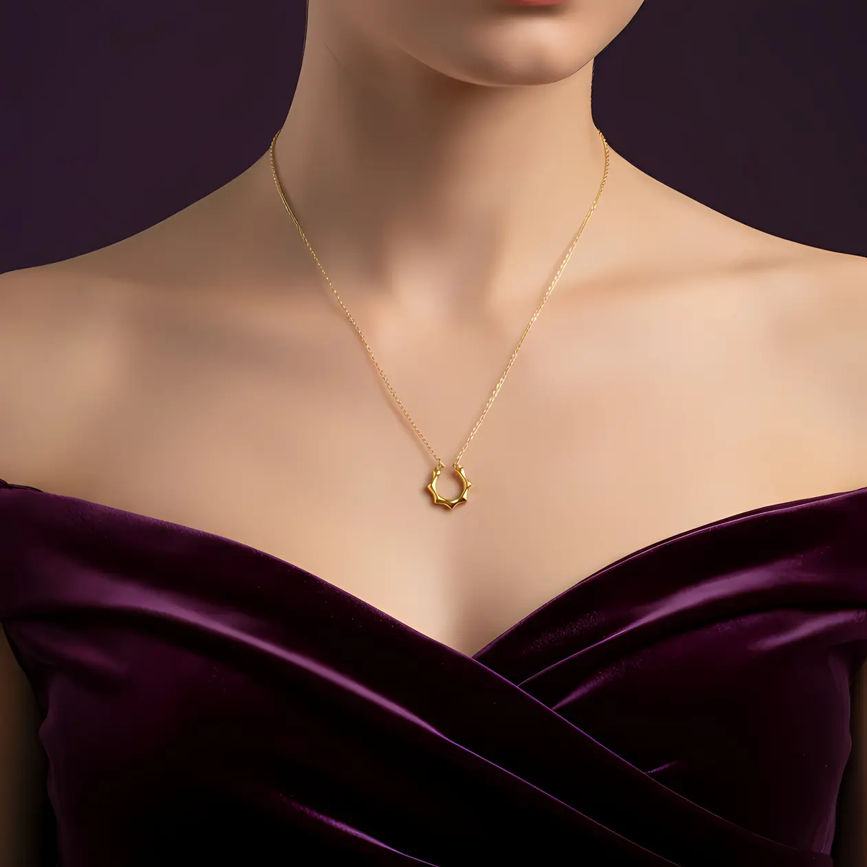 Alternative view of Gold Abstract Loop Pendant Necklace