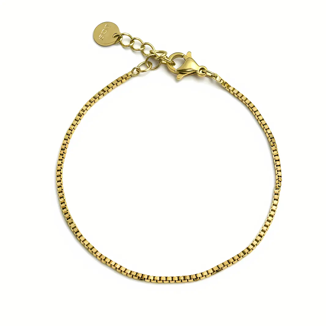 Box Chain Bracelet with Adjustable Extender