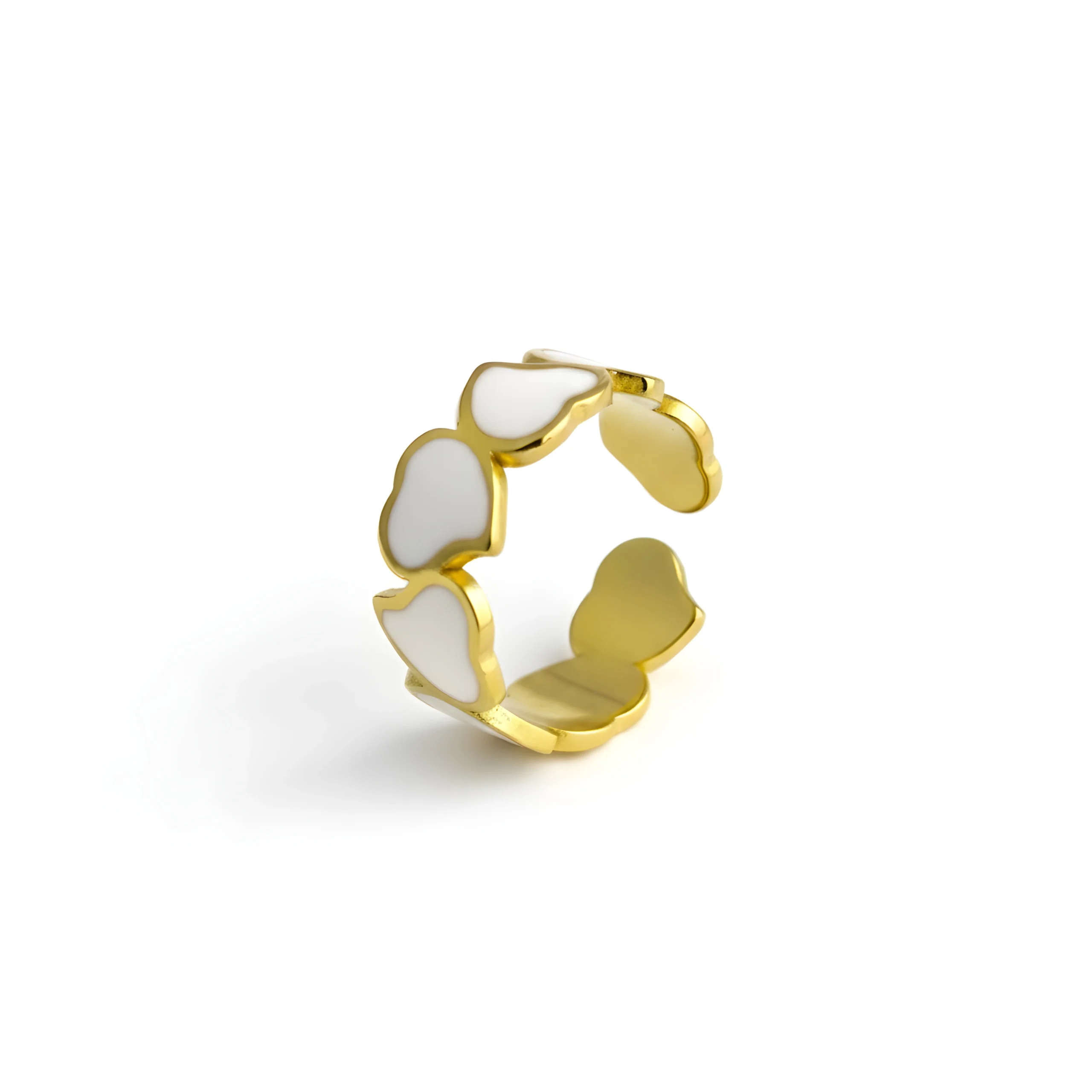 Ivory Heart Cluster Gold Plate Ring