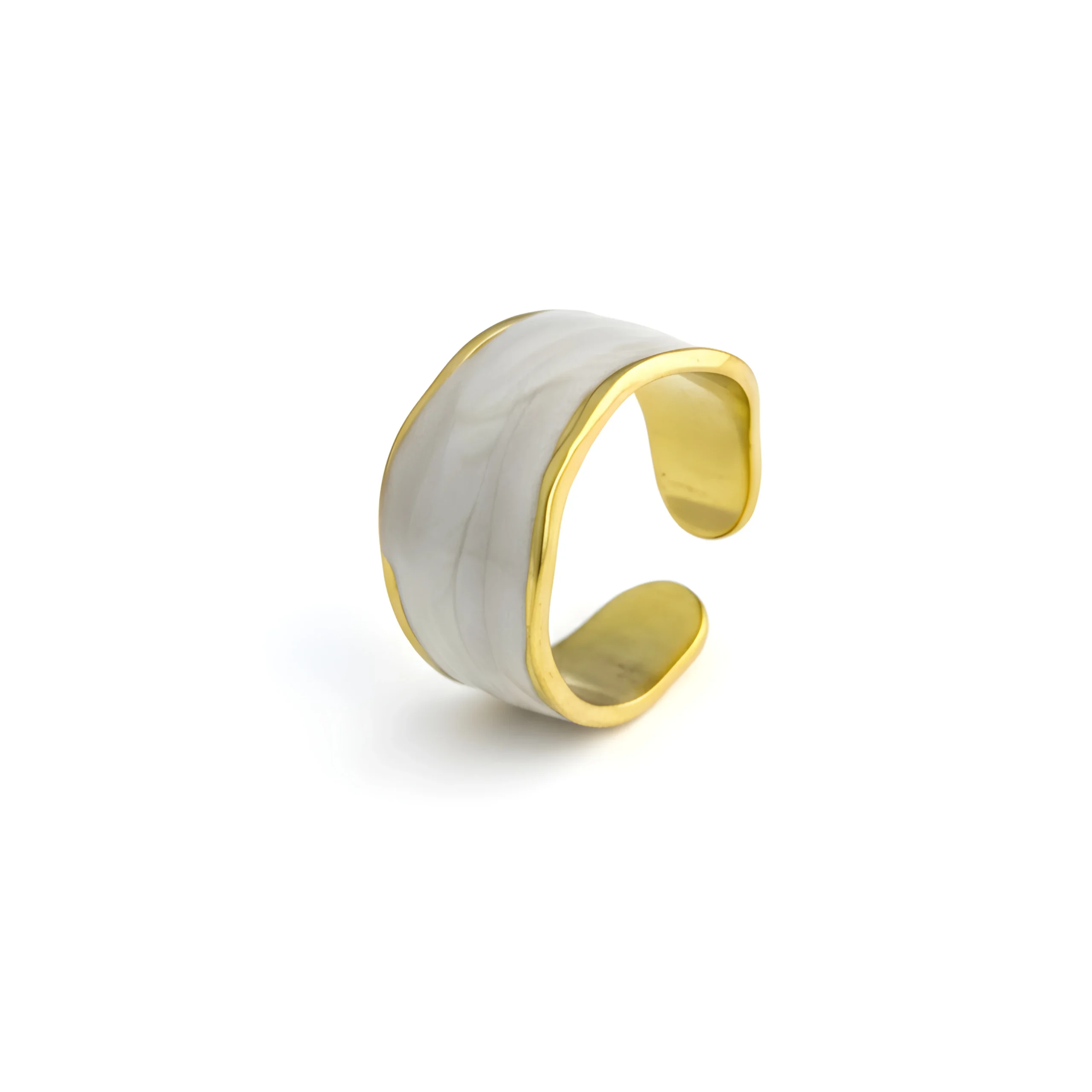 Marble Curve Accent Gold Plate Ring
