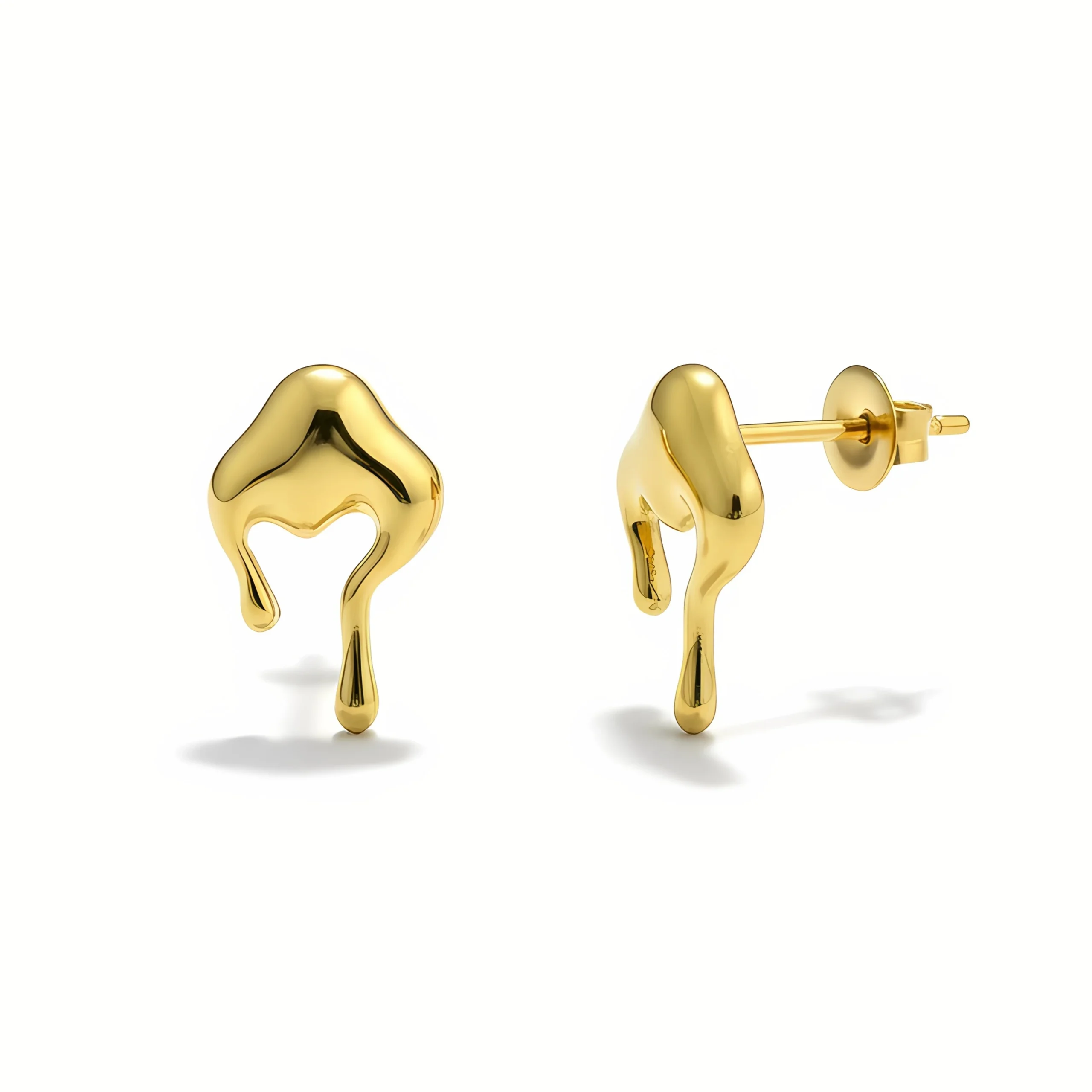 Melted Heart Gold Stud Earrings