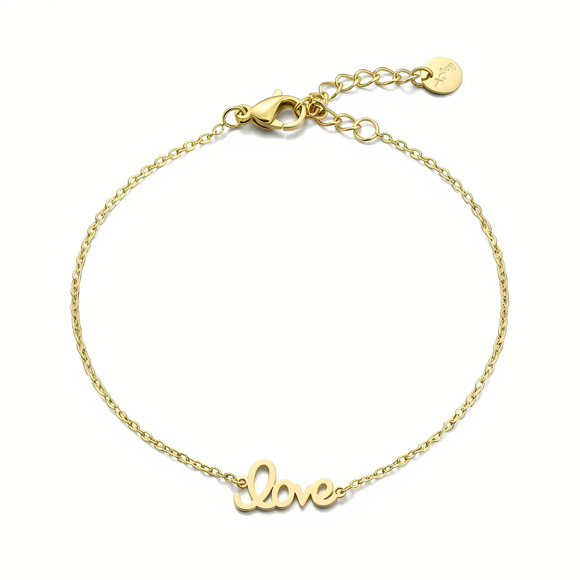 Love Script Charm Dainty Chain Bracelet