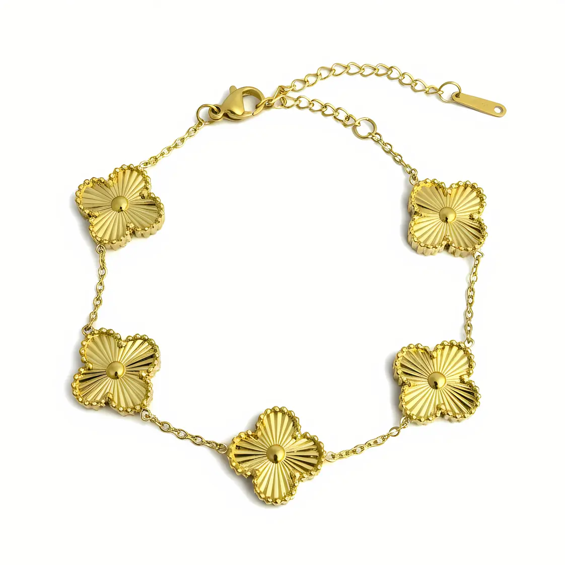 Clover Link Bracelet with Textured Floral