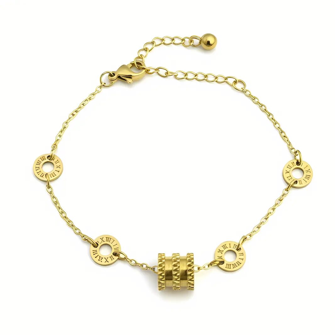 Roman Numeral Disc Charms & Textured Ring Accent