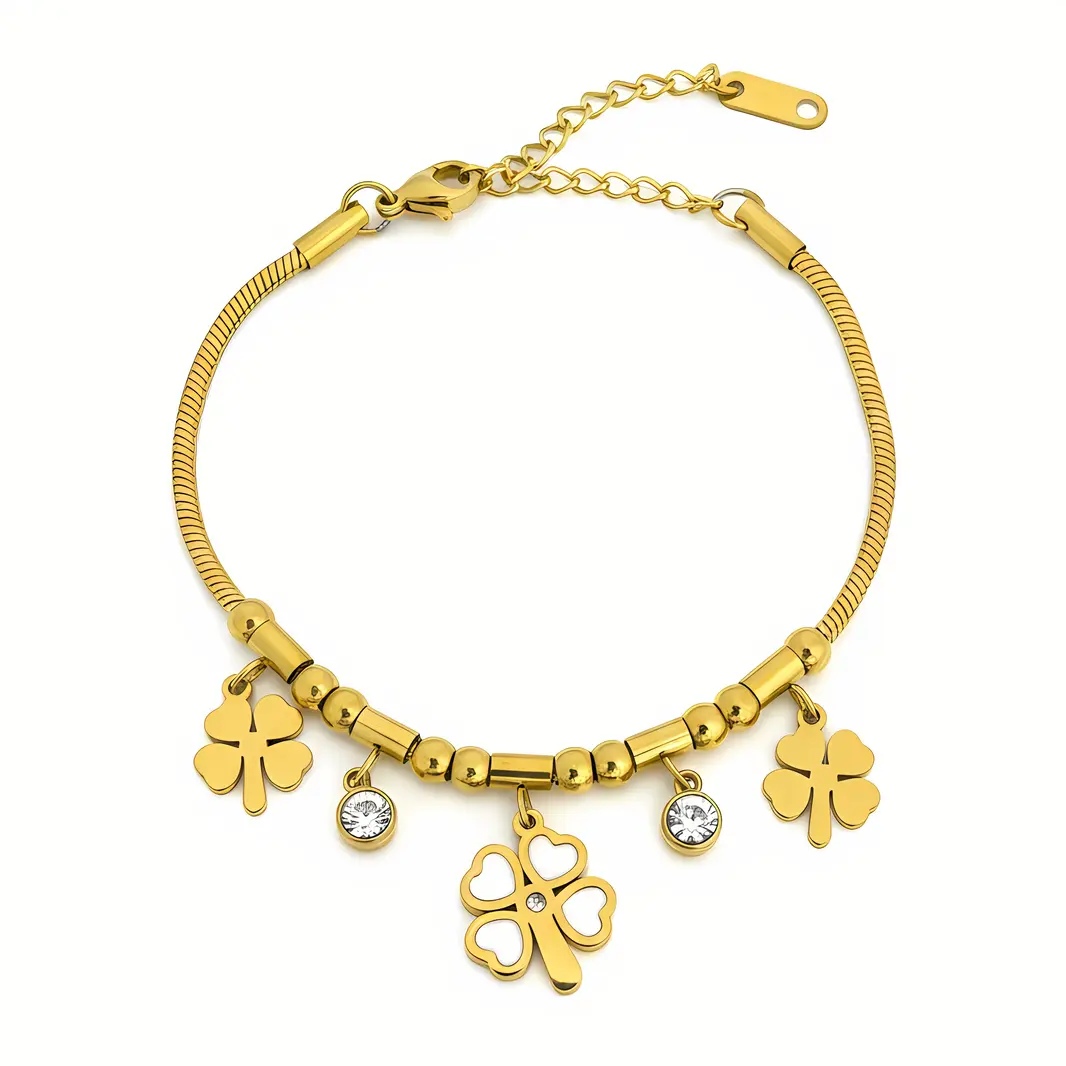 Bracelet with Clover Drops & Crystal Accents