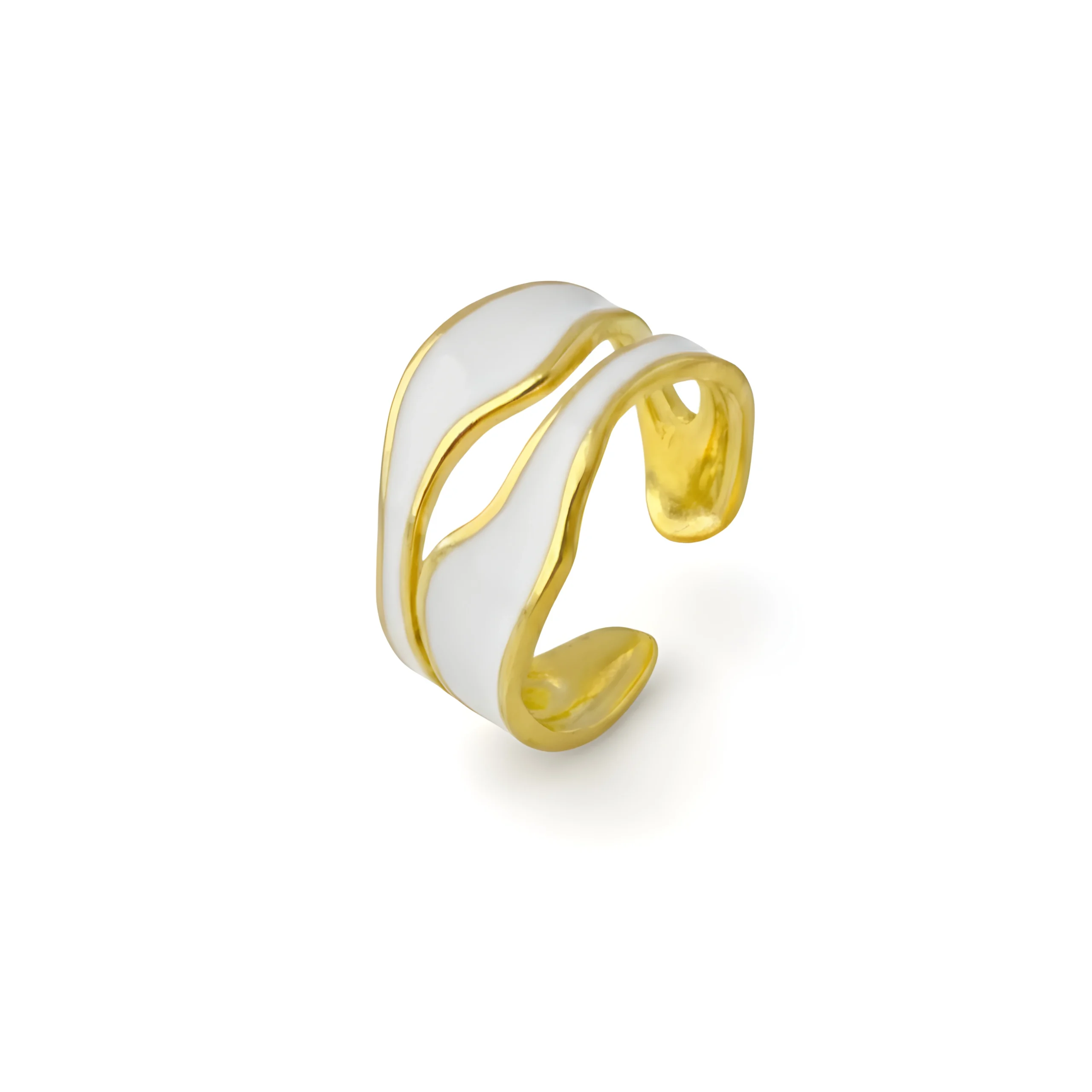 Golden Ribbon Curve Gold Plate Ring