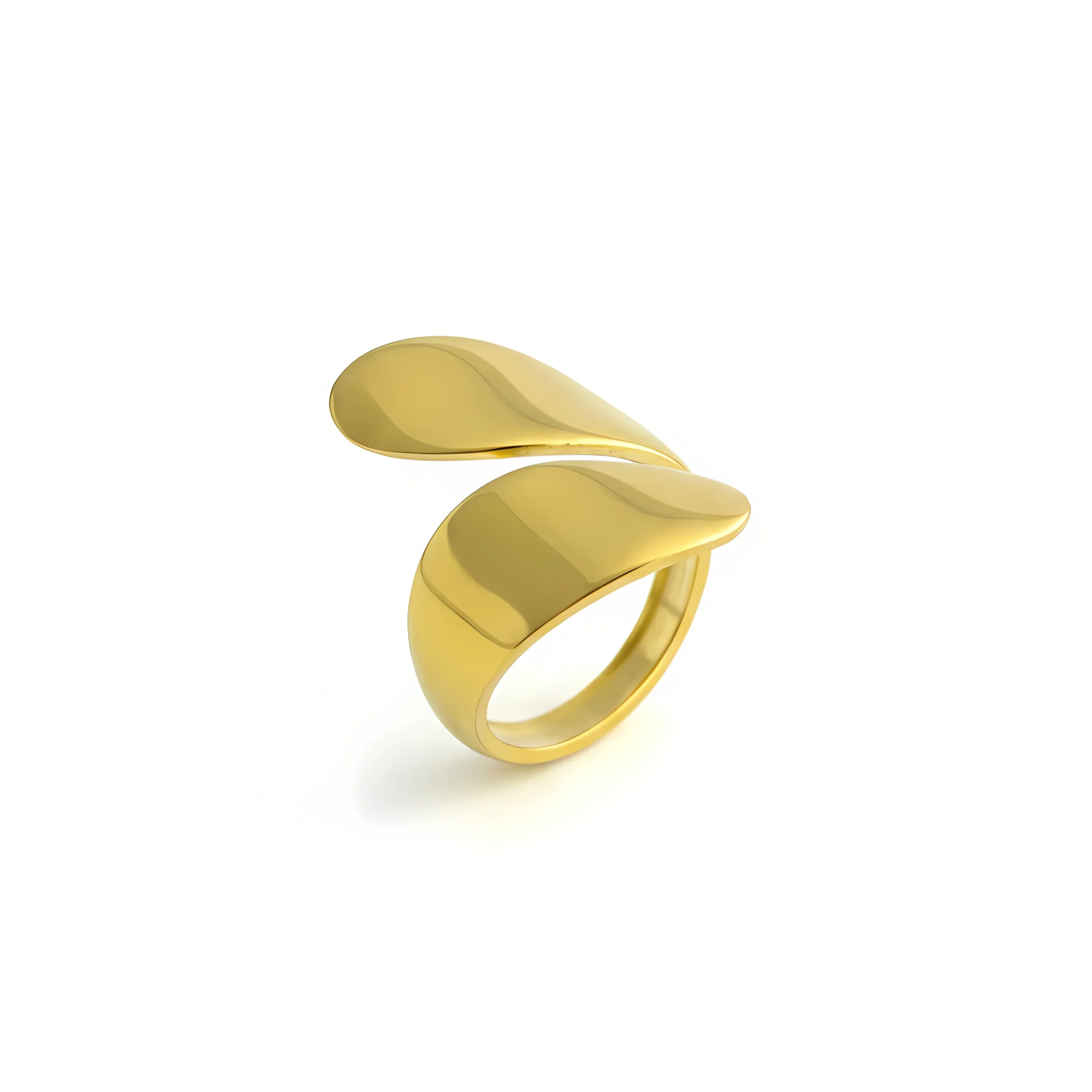 Dual Leaf Sculpt Gold Ring