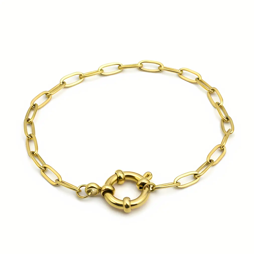 Paperclip Chain Bracelet with Sailor Clasp