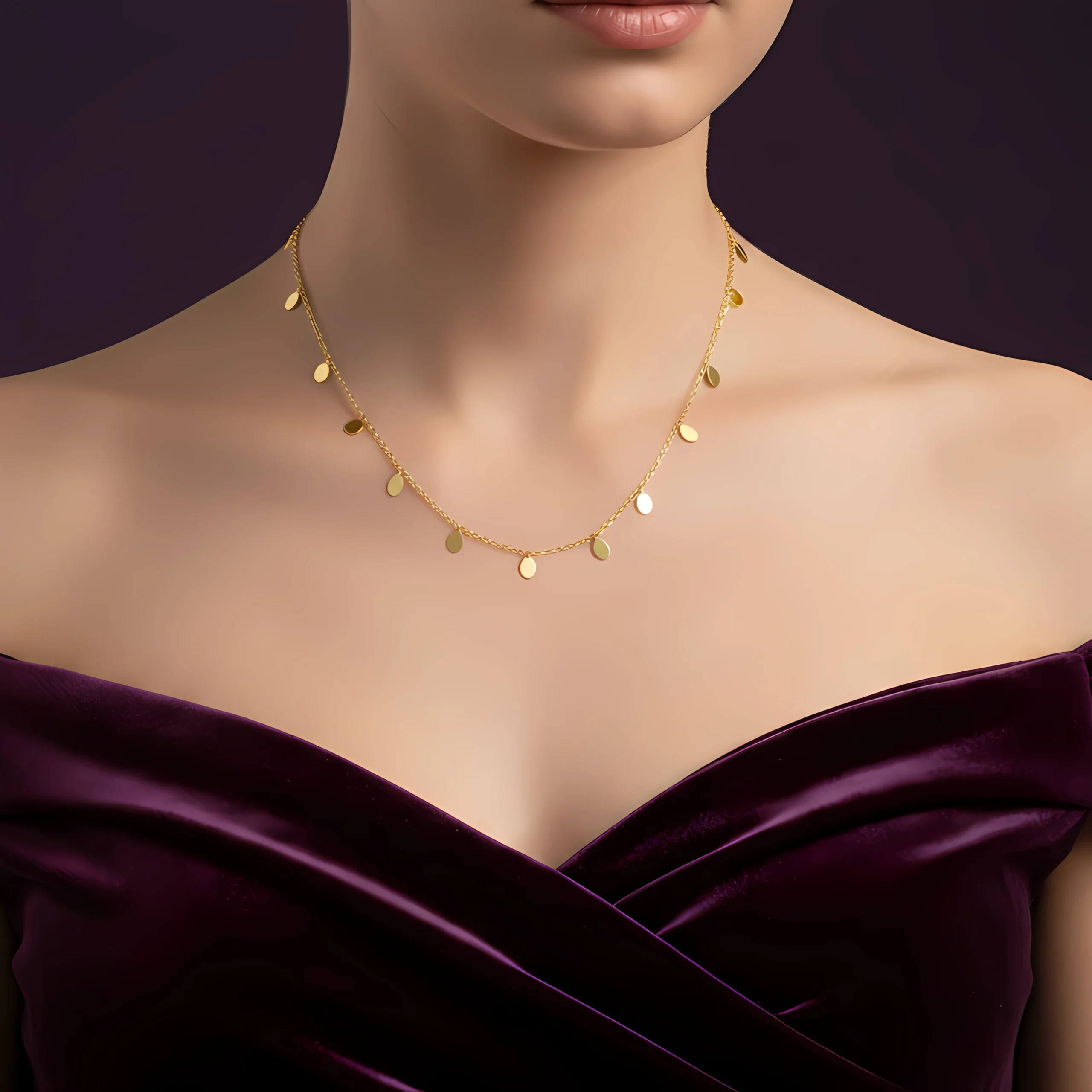 Alternative view of Gold Disc Charm Necklace