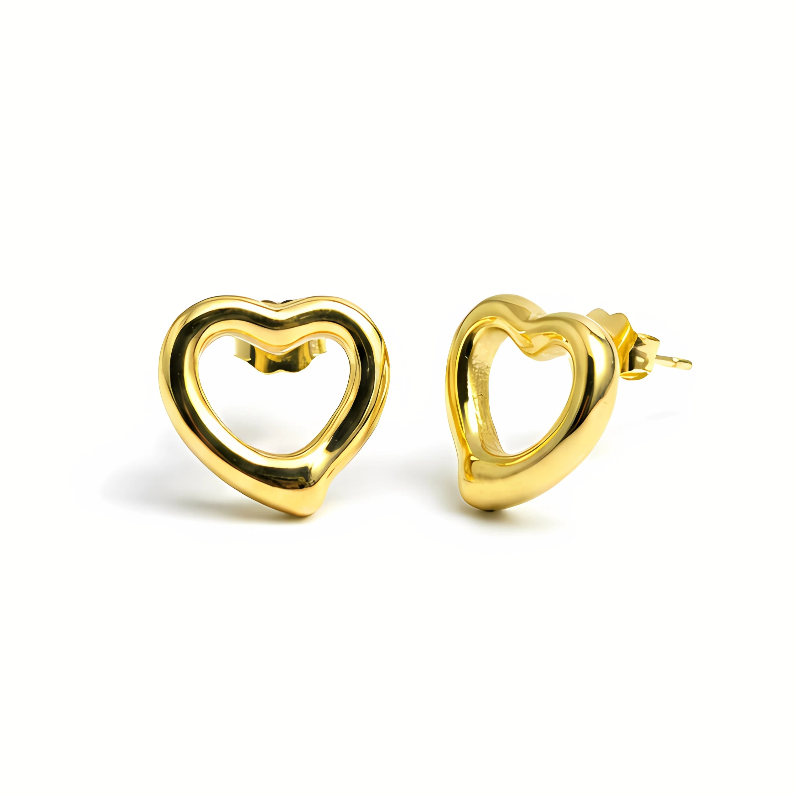 Open Heart Gold Stud Earring