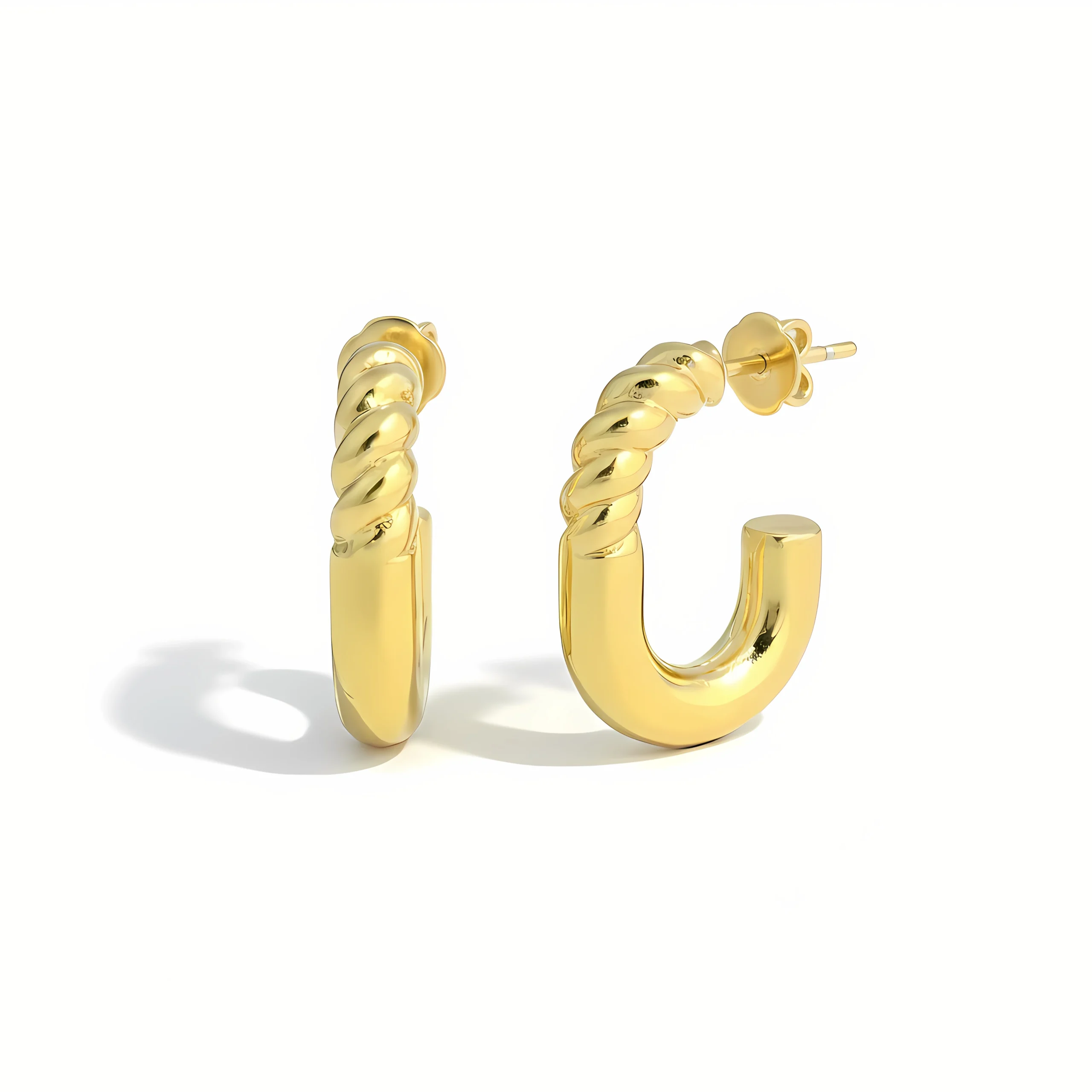 Twisted Rope Gold Hoop Earrings