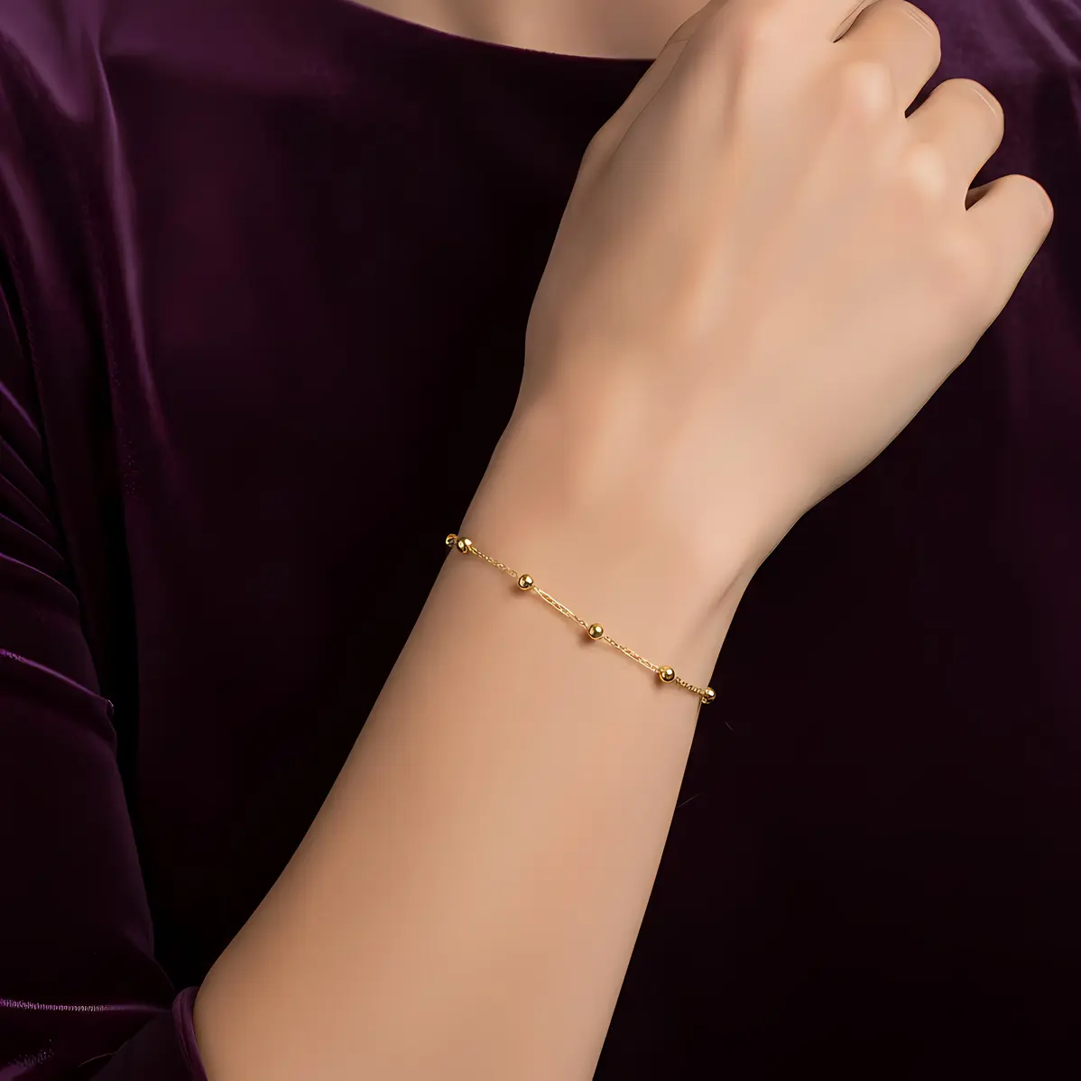 Alternative view of Satellite Bead Station Chain Bracelet