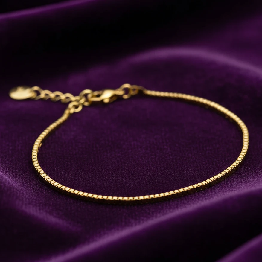 Box Chain Bracelet with Adjustable Extender - Image 5