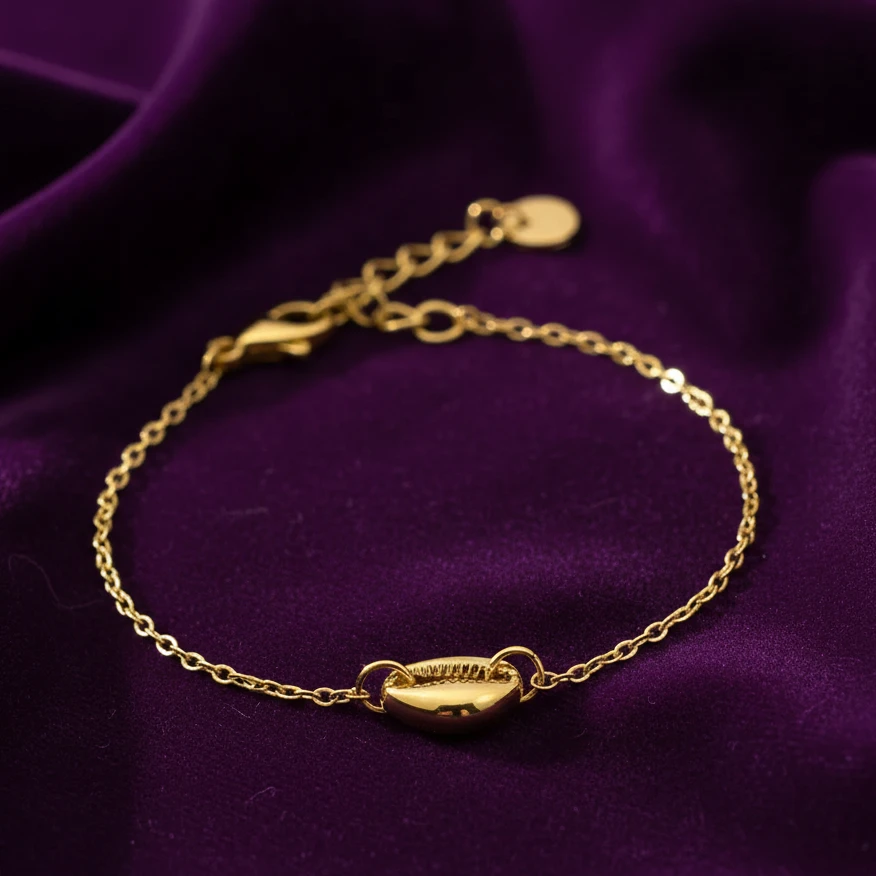 Cowrie Shell Charm Dainty Chain Bracelet - Image 5