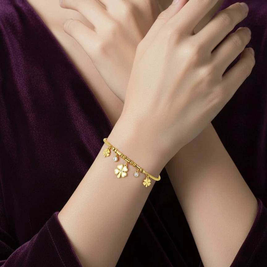 Alternative view of Bracelet with Clover Drops & Crystal Accents