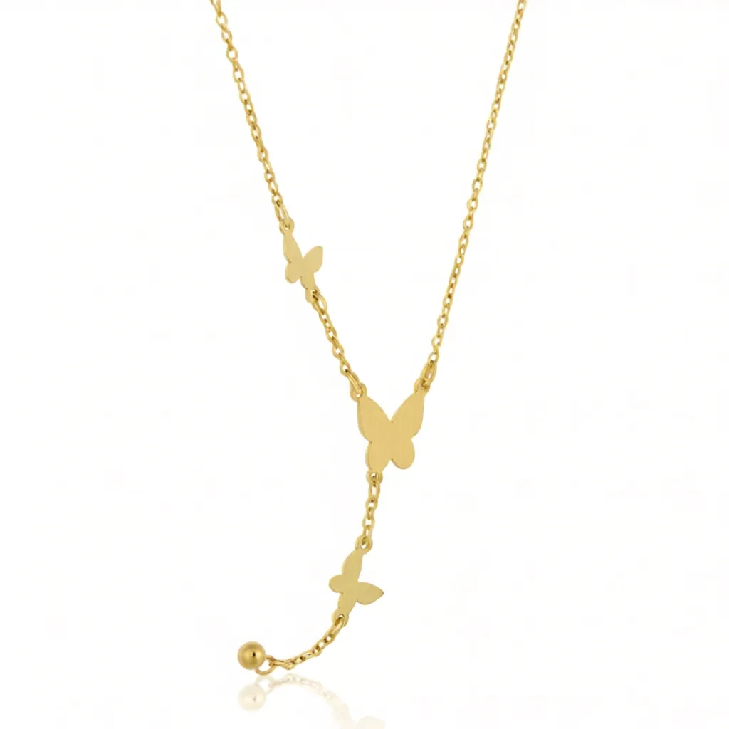 Gold Triple Butterfly Lariat Y-Necklace - Image 4