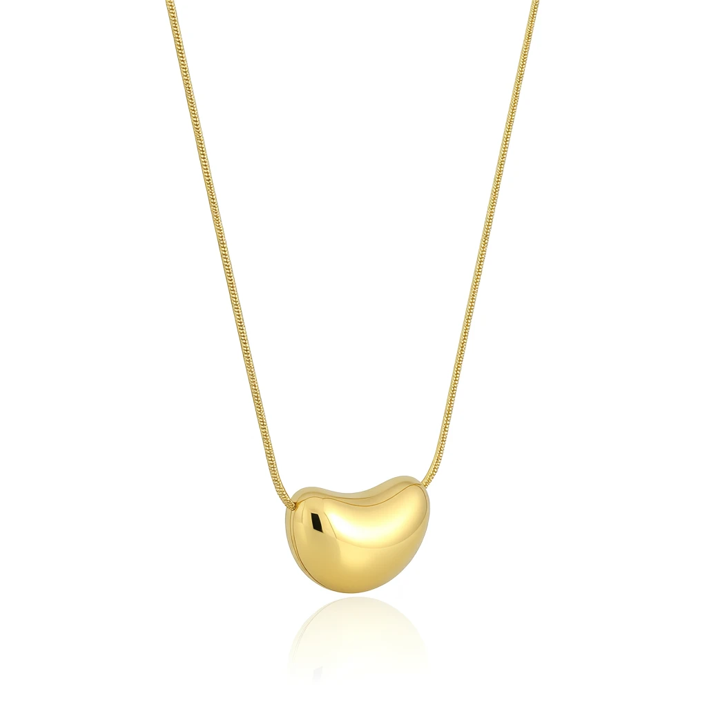 Alternative view of Gold Bean Slider Pendant Necklace