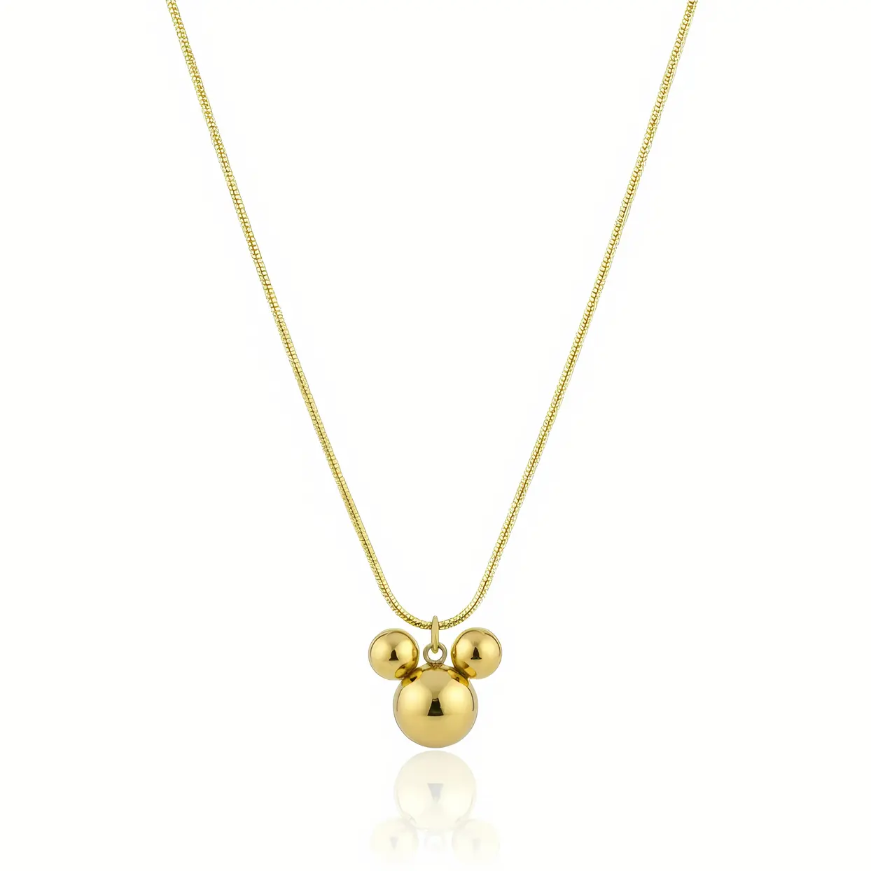 Gold Mouse Ears Silhouette Pendant Necklace