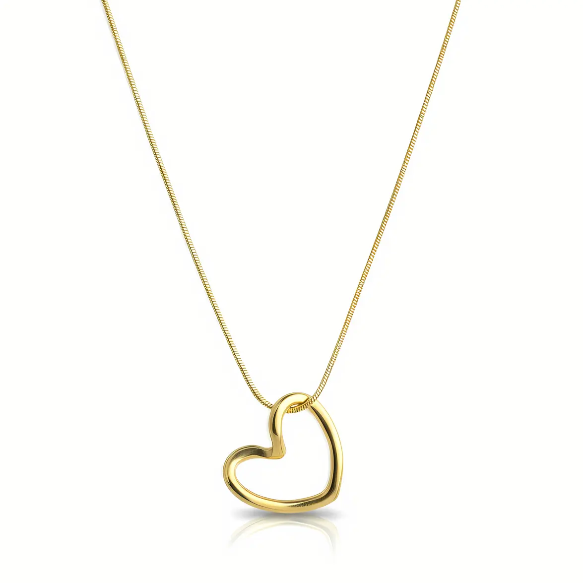 Snake Chain Necklace with Open Heart Slider Pendant