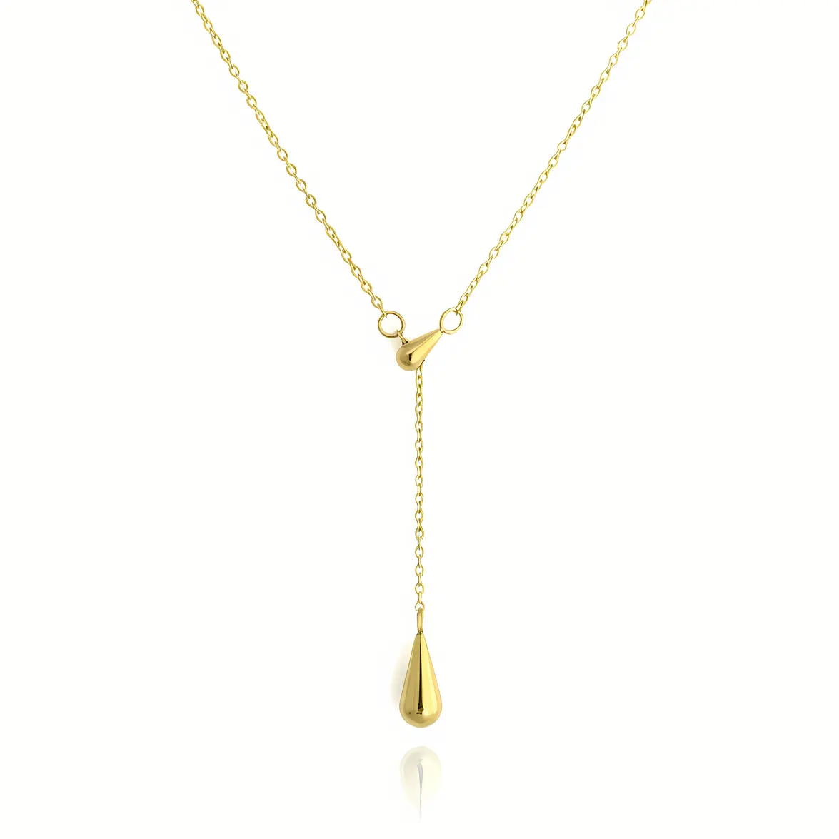 Gold Double Teardrop Lariat Y-Necklace