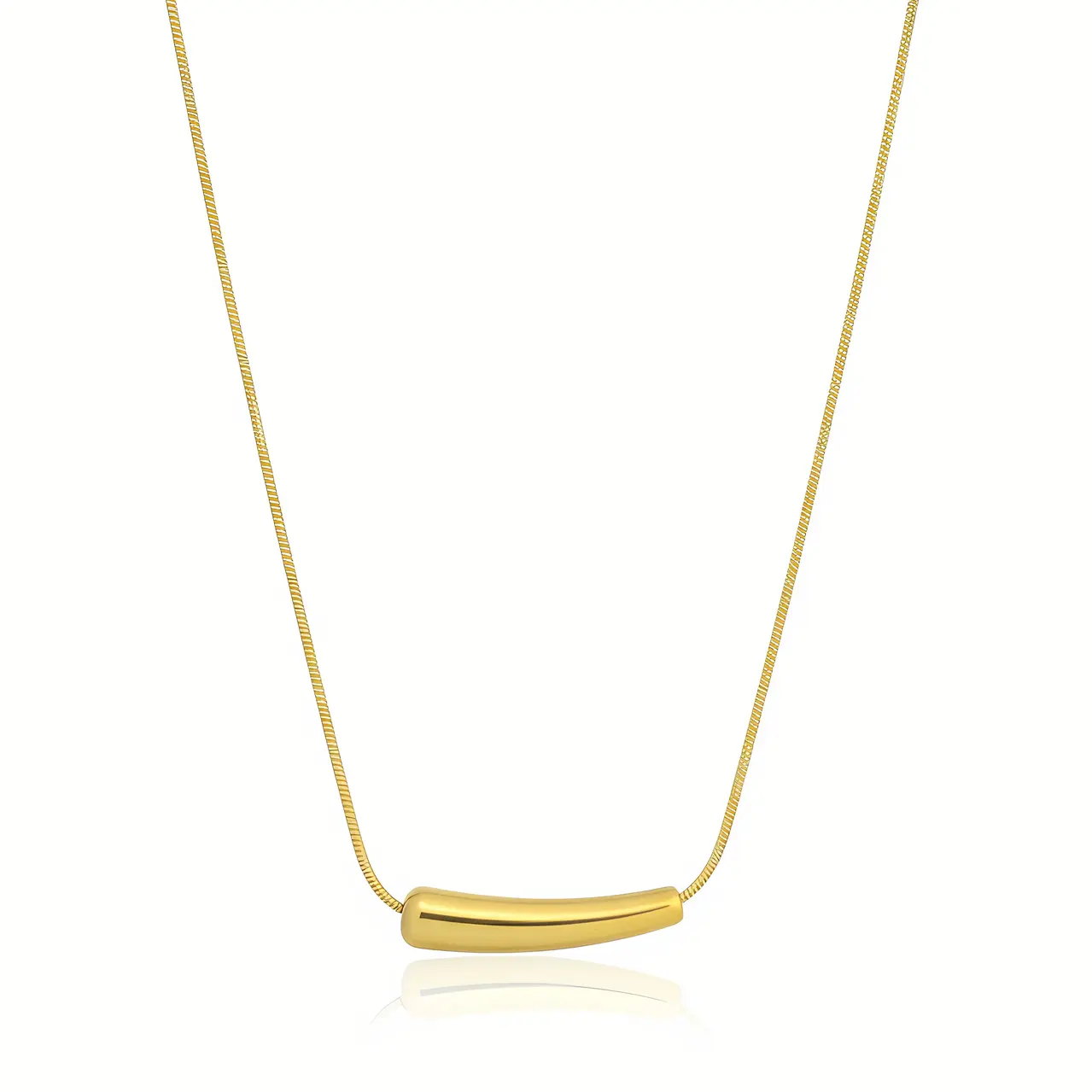 Gold Curved Bar Slider Snake Chain Necklace