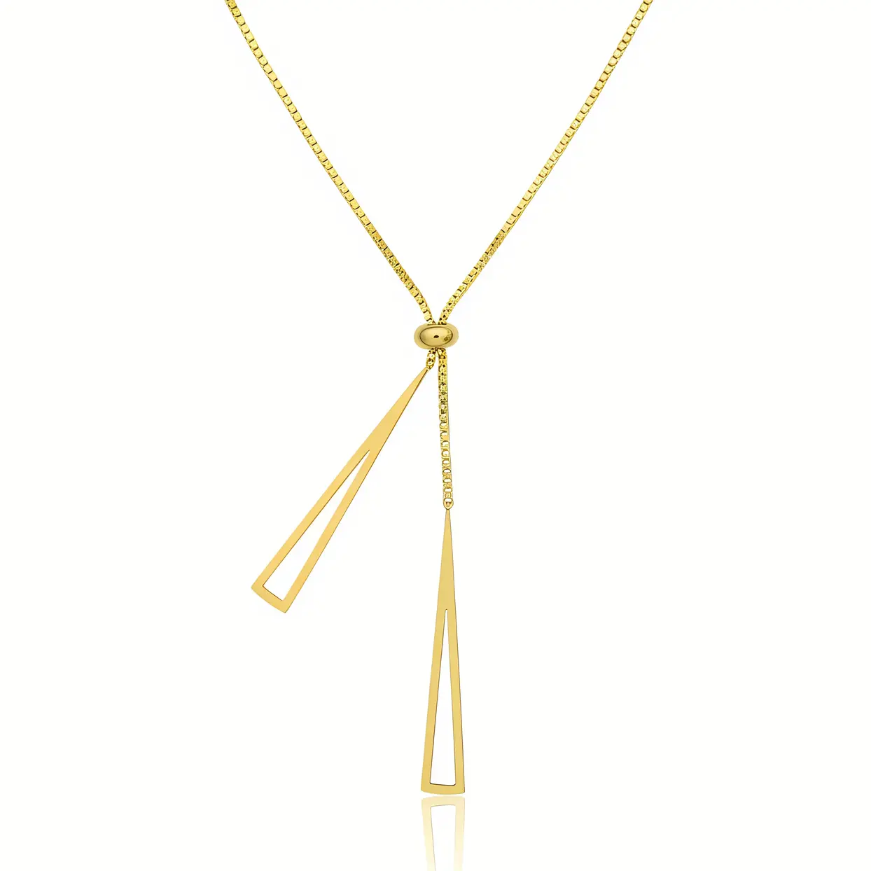 Gold Triangle Drop Adjustable Lariat Necklace