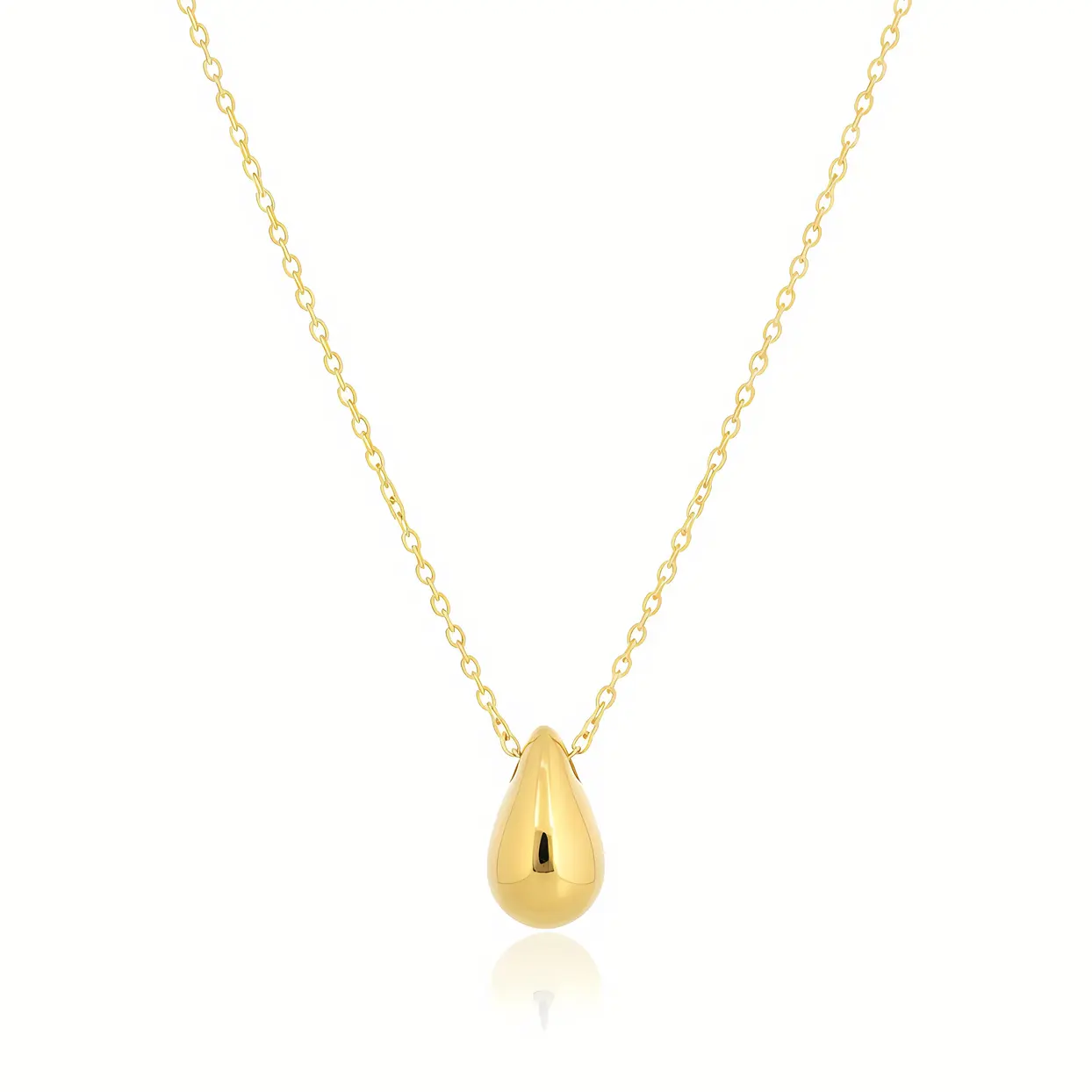 Gold Teardrop Slider Pendant Necklace