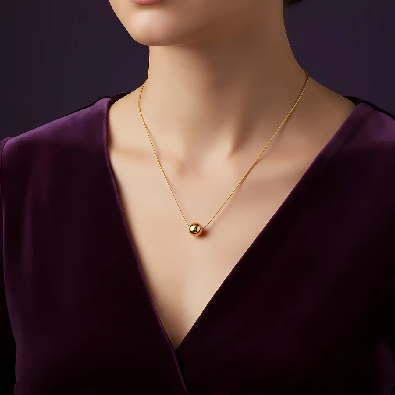 Alternative view of Gold Ball Slider Snake Chain Necklace